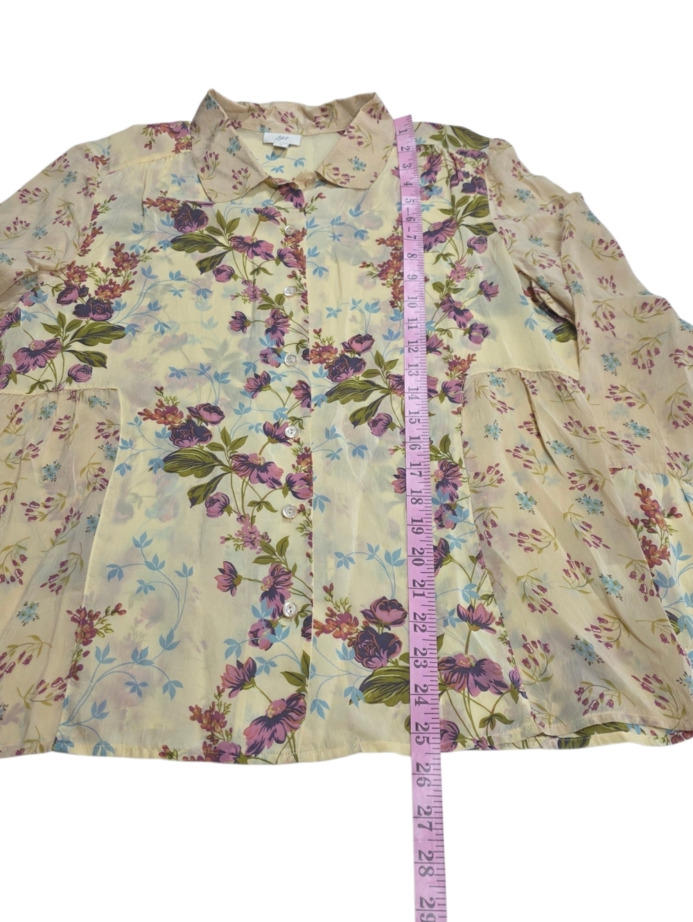 J Jill Sheer Retro Floral Button Down Women's Shirt - Picture 6 of 14